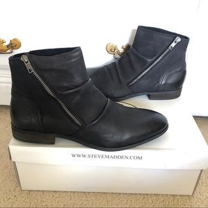 NIB STEVE MADDEN ROGUE ZIPPER LEATHER BOOTS